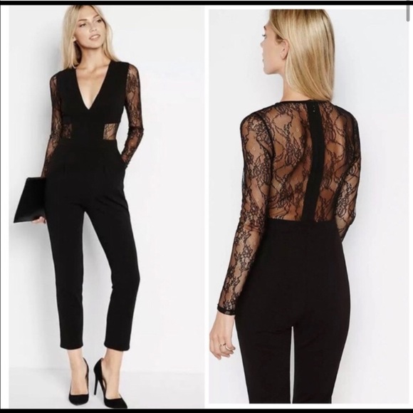 Black lace jumpsuit express Clearance